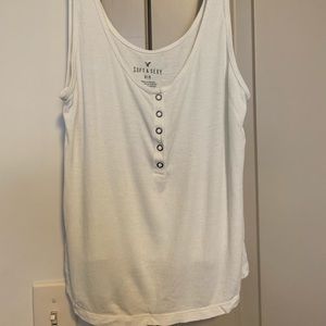 American Eagle soft & sexy white button crop tank